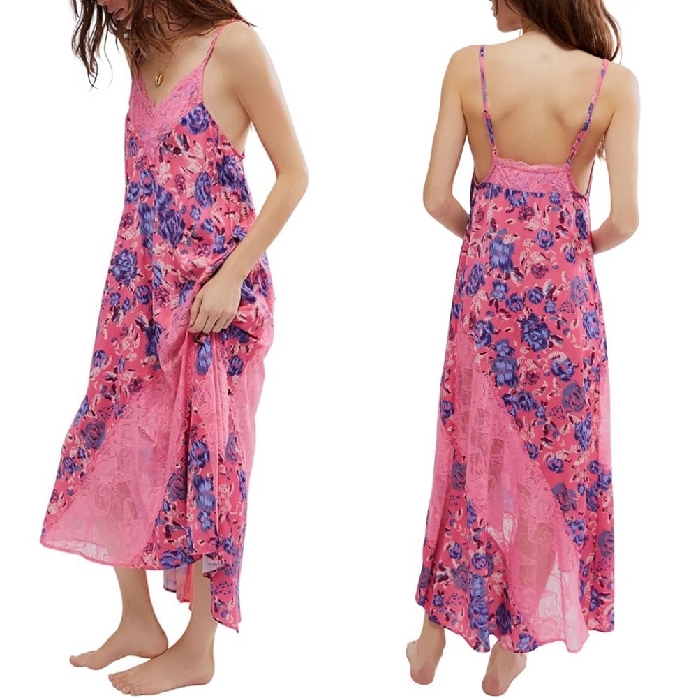 FREE PEOPLE Intimately Free People First Date Printed Maxi Slip Dress - Picture 2 of 14
